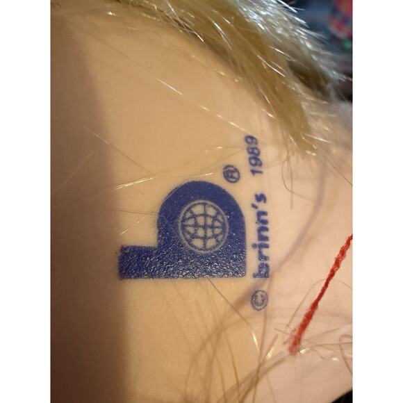 VTG Brinn’s Porcelain Doll 1989 14” Blond Straight & Curly Hair Gray Eyes - Picture 6 of 10